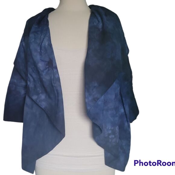 Sylvia Heisel Blue TieDye Open Front Jacket - 10 - Picture 3 of 12